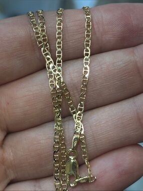 18k Yellow Gold over 925 Italy Sterling Silver Gucci Mariner Chain Necklace